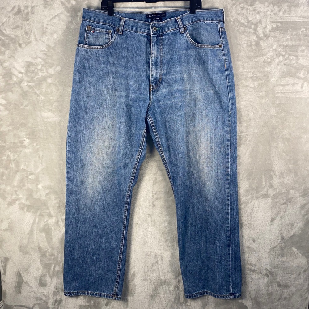 Tommy Hilfiger Mens Relaxed Fit‎ Blue Denim Jeans Size 40x32 Classic Preppy